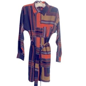 Charlie Jade Geometric Patterned Silk Dress Size XS EUC